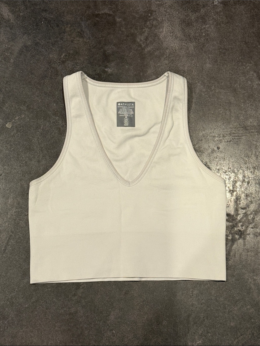 Athleta white Ribbed V‑Neck Cropped Tank